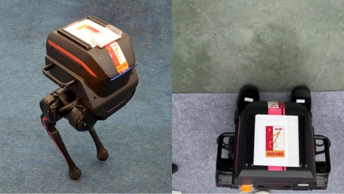 Đại học Bách Khoa giải thích lý do dán logo đè lên robot Trung Quốc 