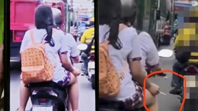 Xác minh danh tính 2 nữ sinh đi xe máy không đội mũ bảo hiểm, phì phèo hút thuốc giữa đường ở TP.HCM
