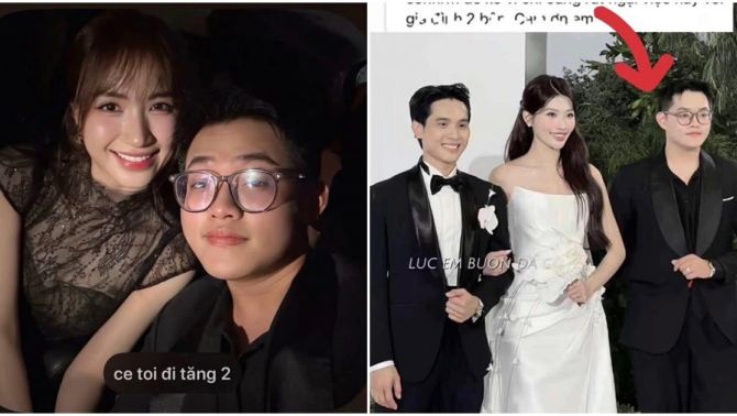 Rộ danh tính nam thanh niên trà trộn vào đám cưới Chế Nguyễn Quỳnh Châu, ‘check in’ với loạt sao Việt để phông bạt