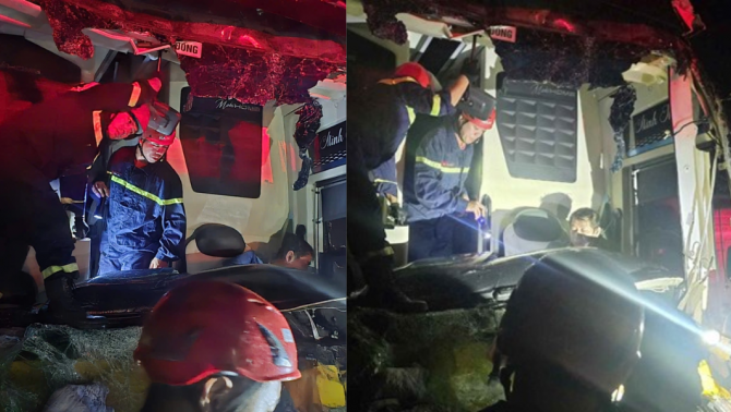 Tai nạn kinh hoàng trên cao tốc Đà Nẵng - Quảng Ngãi: Nhiều người mắc kẹt trong xe khách