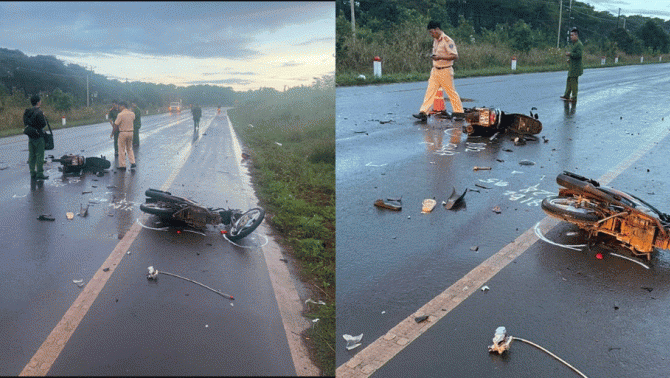 Vụ 2 xe máy va chạm mạnh ở Gia Lai lúc rạng sáng: 4 thiếu niên thương vong, hiện trường gây ám ảnh
