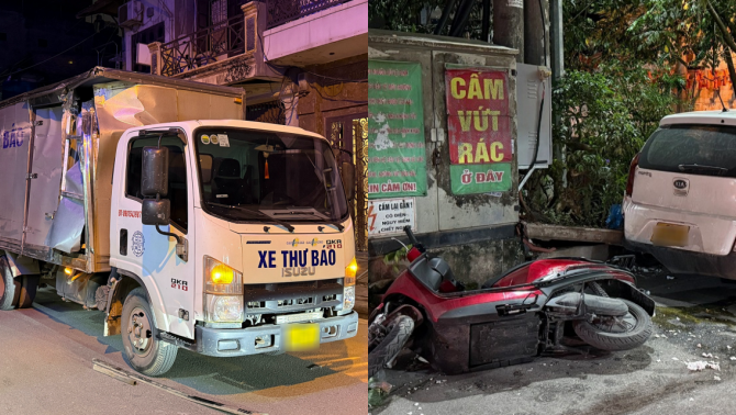 Hiện trường tan hoang vụ xe tải tông liên hoàn loạt phương tiện ở Hà Nội: Tài xế bỏ trốn bí ẩn