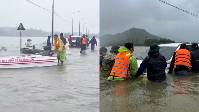 Cứu thành công tài xế ô tô suýt bị nước lũ cuốn trôi, lý do chủ xe cố vượt qua nơi ngập nước