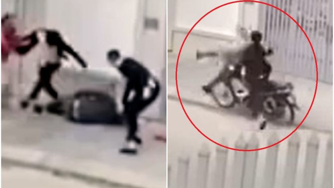 Hai thanh niên đi xe máy tông 1 người đàn ông nằm bất động rồi tiếp tục đánh đập dã man ở Hà Nội