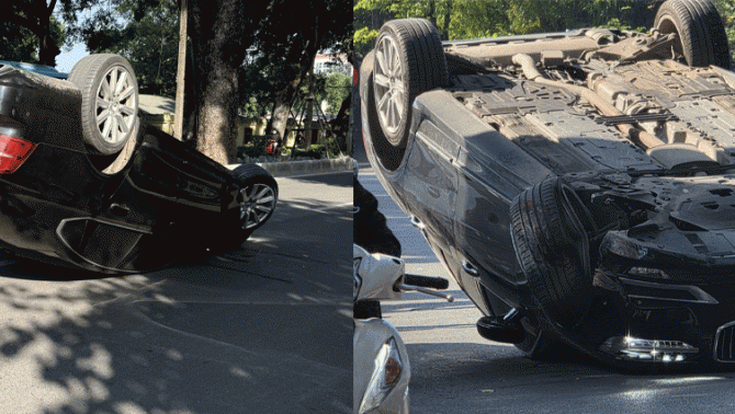 Nguyên nhân xe Volvo S90 lật ngửa ngay giữa đường ở Hà Nội khiến nhiều người không khỏi ngỡ ngàng