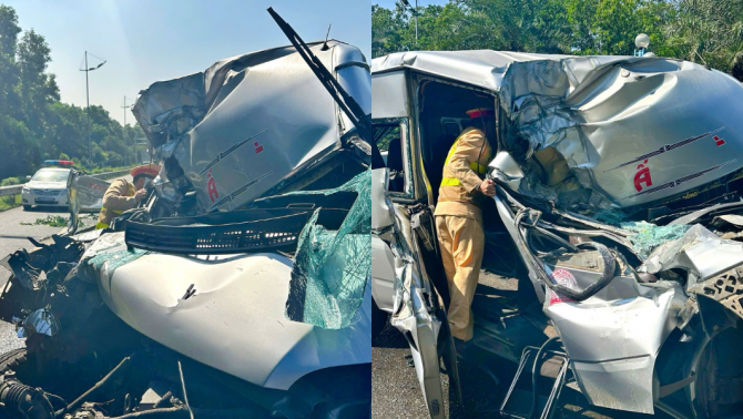 Hà Nội: Làm rõ nguyên nhân vụ tai nạn liên hoàn, 3 xe va chạm mạnh khiến xe khách bị móp đầu