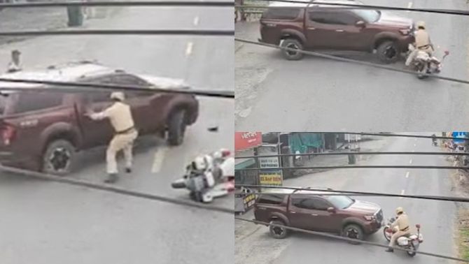 Truy bắt tài xế xe bán tải 'hung hăng' húc ngã CSGT sau đó bỏ của chạy lấy người ở Tây Ninh