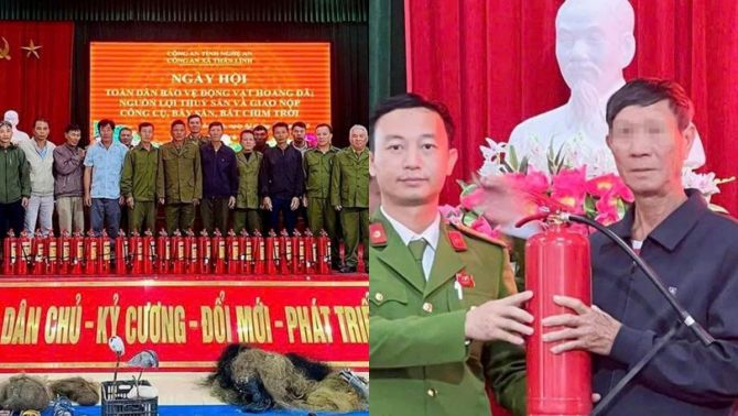 Độc lạ Nghệ An: Người dân mang súng săn, bẫy chim đi đổi bình chữa cháy