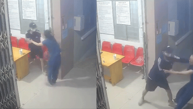 Camera ghi lại cảnh tượng nữ y tá bị nam thanh niên giả bệnh vào khám rồi túm cổ, đe dọa cướp tiền