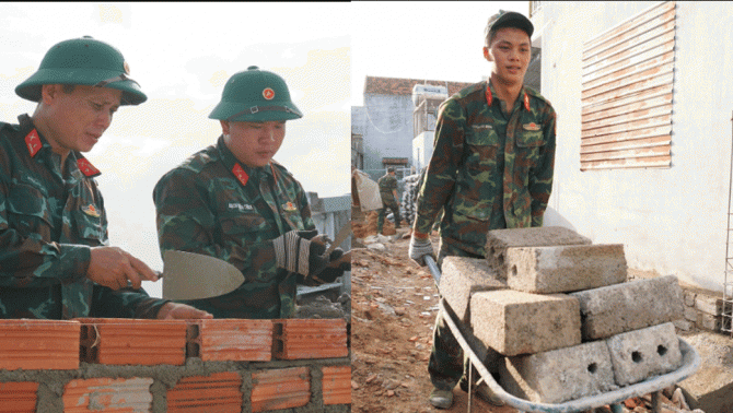 Xúc động hình ảnh cán bộ, chiến sĩ Quân đội nhân dựng lại từng căn nhà bị sập ở vùng lũ Gia Lai