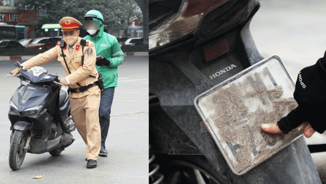 Muôn vàn cách ‘né’ camera AI ở Hà Nội: Có tài xế dùng cát, xi măng hoặc bã kẹo cao su để che