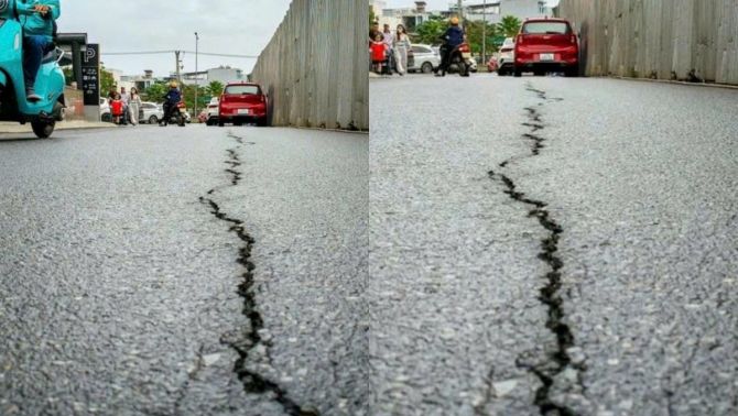 Diễn biến mới vụ hố sâu nuốt chửng ô tô ở Đà Nẵng: Xuất hiện chùm vết nứt kéo dài hàng chục mét