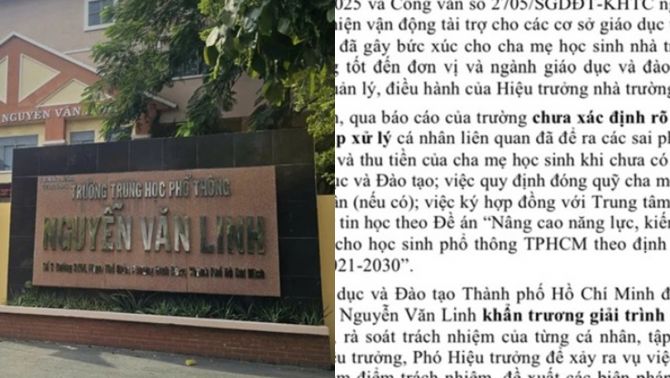 Trường cấp 3 tại TP.HCM bị phụ huynh 'tố' vận động đóng góp sai quy định, Sở GD-ĐT yêu cầu khẩn