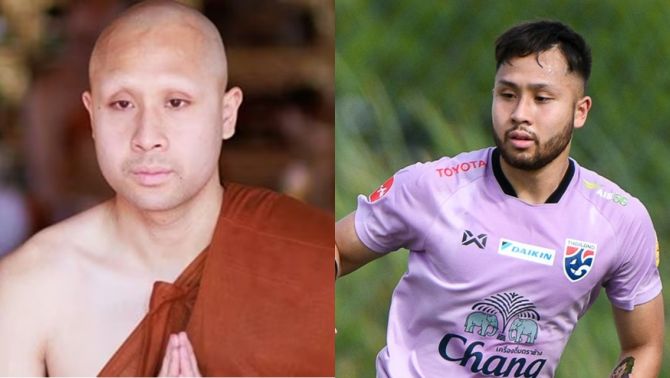 Cựu tiền đạo U23 Thái Lan bất ngờ xuống tóc xuất gia dù đang thi đấu