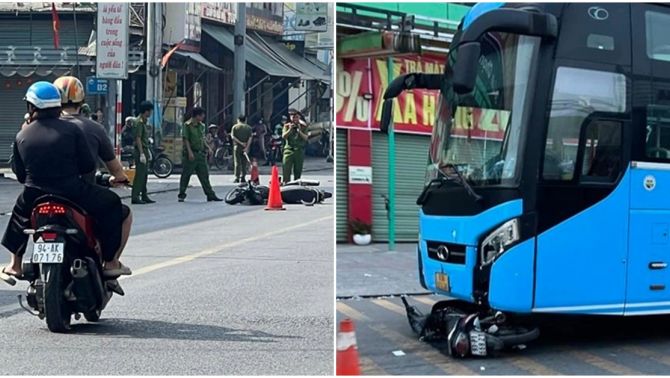 Va chạm nghiêm trọng giữa xe máy và xe khách khiến người đàn ông tử vong ở TP.HCM