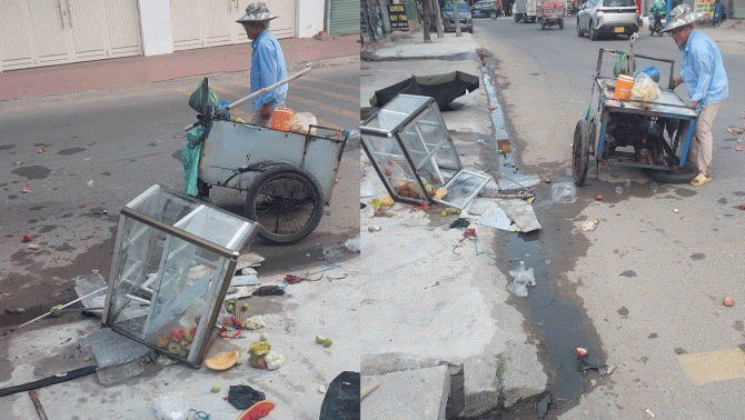 Xót xa cảnh xe trái cây người đàn ông 64 tuổi mưu sinh nuôi vợ bệnh bị hư hỏng nặng sau va chạm