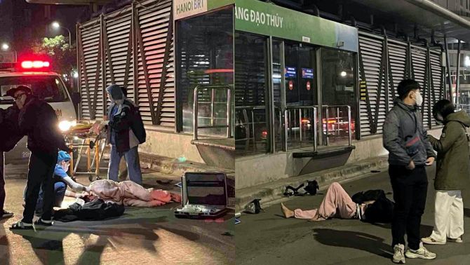 Hiện trường tai nạn gần nhà chờ BRT rạng sáng 1/1, người đi xe máy bất tỉnh giữa đường