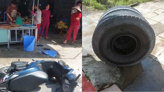 Lạnh người khoảnh khắc bánh xe bay thẳng vào 2 người phụ nữ đứng bên đường, hé lộ tình hình nạn nhân