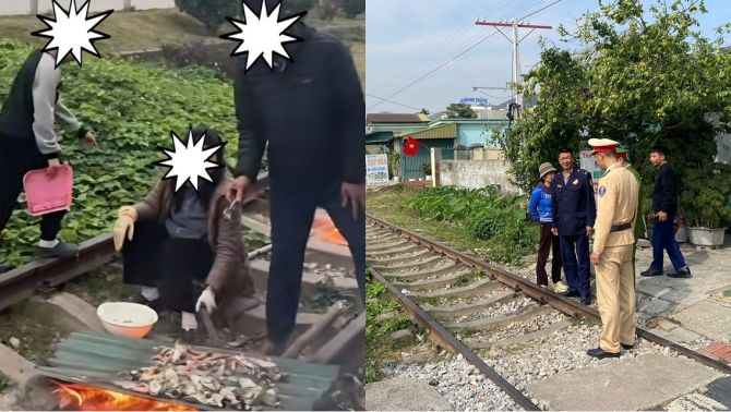 Công an làm việc với gia đình nướng đồ ăn trên đường sắt ở Quảng Ninh, bất ngờ mức xử phạt