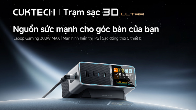Một trạm sạc, 5 thiết bị: CUKTECH 30 Ultra tối ưu bàn làm việc của người dùng công nghệ