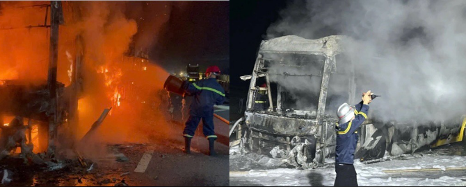 Hiện trường kinh hoàng vụ xe khách tuyến cao tốc Bắc – Nam cháy dữ dội, xuất hiện tình tiết xót xa