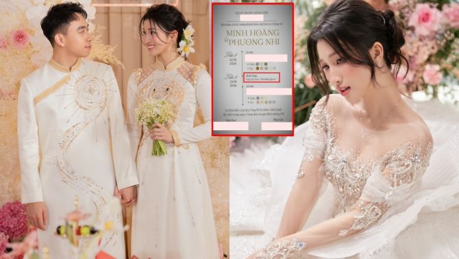 Thiệp cưới Á hậu Phương Nhi bất ngờ lộ diện, hôn lễ 2 ngày cùng Minh Hoàng con tỷ phú hé lộ chi tiết chưa từng thấy