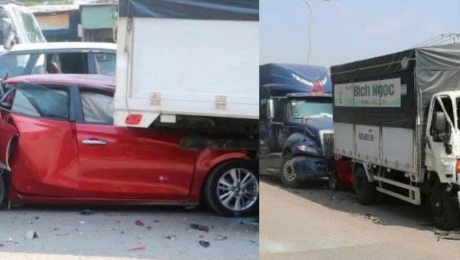 Nghẹt thở pha cứu tài xế trong ô tô bị vò nát sau vụ va chạm kinh hoàng trên quốc lộ 51