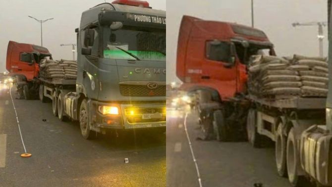 Hiện trường vụ tai nạn xe đầu kéo nát đầu trên đường Vành đai 3: Một tài xế bị thương nặng