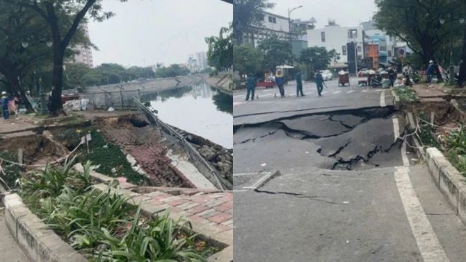 Hiện trường vụ sụt lún nghiêm trọng ven bờ kênh Tàu Hủ, TP.HCM: Tiết lộ tình trạng đáng lo ngại