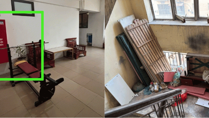 Cư dân bức xúc khi hành lang chung cư tiền tỷ trở thành nơi tập kết rác, lối thoát hiểm bị buộc dây