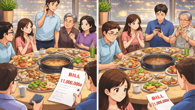 Buổi gặp mặt ra mắt thông gia: Nhà trai ‘tặng luôn’ cho bên nhà gái hóa đơn 11 triệu tiền ăn uống