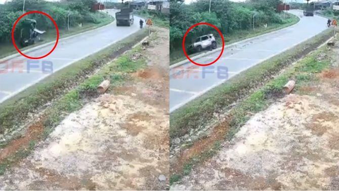 Ô tô con lật nhào vì tránh xe tải chạy ẩu, camera ghi lại hành động gây phẫn nộ của tài xế xe tải