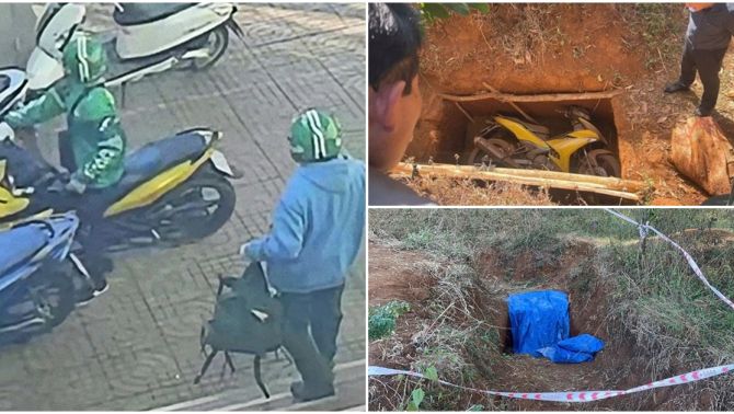 Công an mở rộng điều tra, phát hiện manh mối mới từ chiếc hố chôn xe máy nghi của 2 tên cướp ngân hàng ở Gia Lai