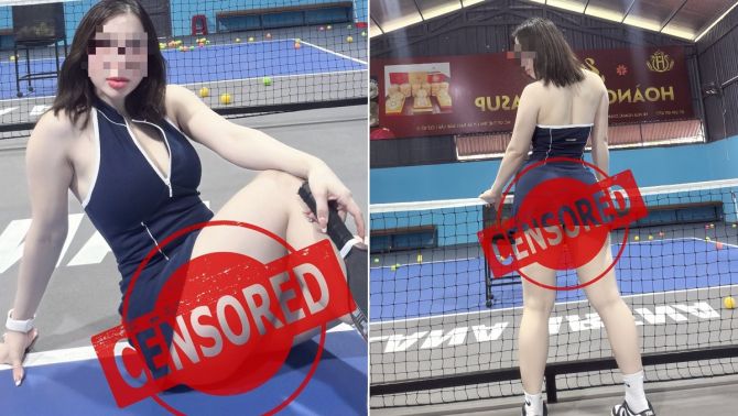Mặc như không mặc, cô gái khoe trọn vòng 3 trên sân Pickleball khiến người xem đỏ mặt