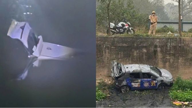 Hiện trường ô tô lao xuống sông Nhuệ, tài xế thoát chết thần kỳ, nguyên nhân nhiều người dễ gặp phải
