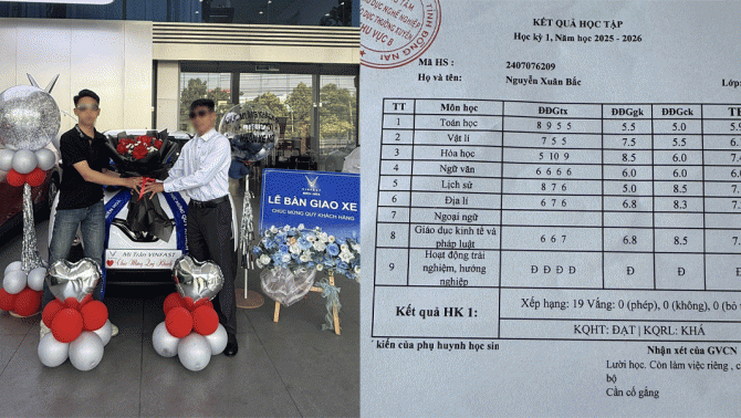 Thực hư vụ bố tặng xe ô tô cho con trai chưa đủ 18 tuổi đạt loạt khá, bị cô giáo nhận xét ‘lười học’