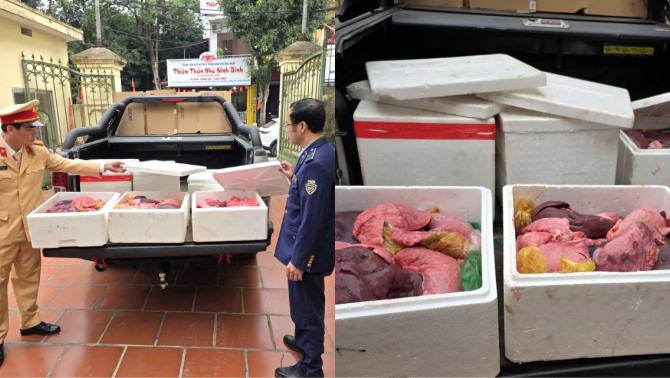Ninh Bình: Bắt quả tang 100kg nội tạng lợn trôi nổi suýt tuồn ra thị trường dịp cận Tết