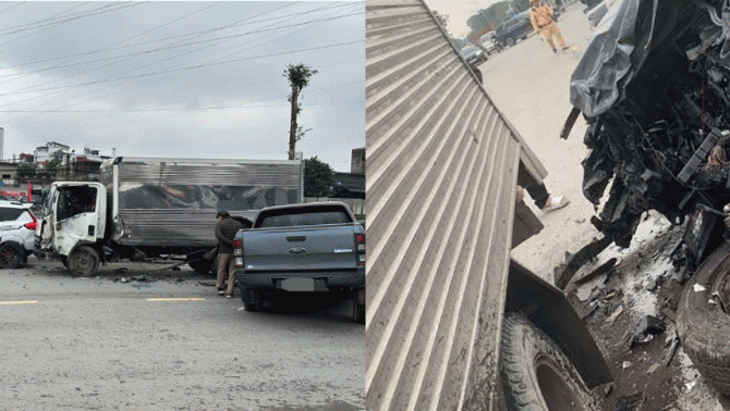 3 ô tô tông liên hoàn khiến xe bán tải vỡ nát: Tài xế bán tải rời hiện trường, nguyên nhân va chạm?