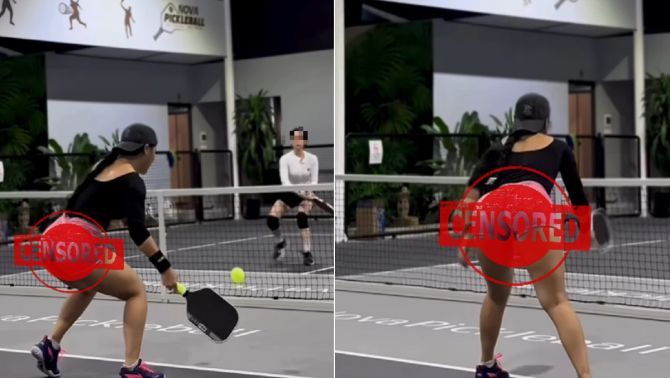 Nữ gymer chơi pickleball với trang phục siêu ngắn, khoe trọn vòng 3 ngoại cỡ khiến anh em toát mồ hôi