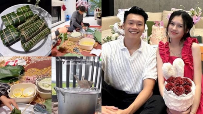 Vợ trung vệ Thành Chung gây 'bão' với mâm cỗ cúng ông Công ông Táo khiến ai nhìn cũng phải khen