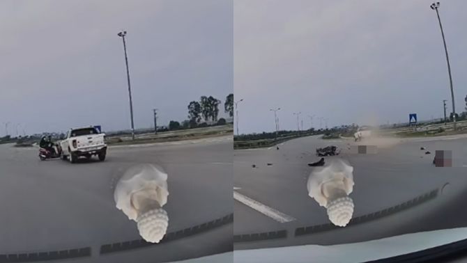 Hưng Yên: Xe máy vỡ nát sau khi tông thẳng vào ô tô, camera ghi lại tình huống gây tranh cãi, ai là người có lỗi?