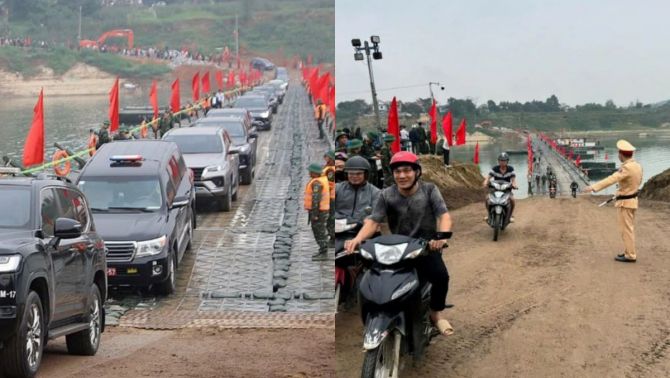 Phú Thọ: Cầu phao Đoan Hùng chính thức thông xe, loại phương tiện nào được phép lưu thông?