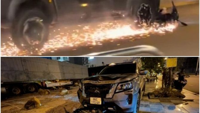Vụ ô tô tông chết người vẫn tiếp tục chạy, kéo lê xe máy bốc lửa suốt gần 1 km gây xôn xao dư luận