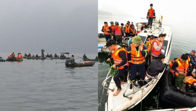 Hiện trường tìm kiếm nạn nhân mất tích vụ chìm tàu khách ở hồ Thác Bà, làm rõ nguyên nhân? 