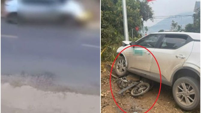 Hiện trường vụ tai nạn giữa xe máy và ô tô con ở Sơn La khiến một hiệu trưởng trường cấp 2 tử vong