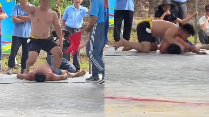 Danh tính đô vật gãy cổ, tử vong sau cuộc đấu vật trong hội làng ở Hà Nội, hé lộ hình ảnh tại hiện trường