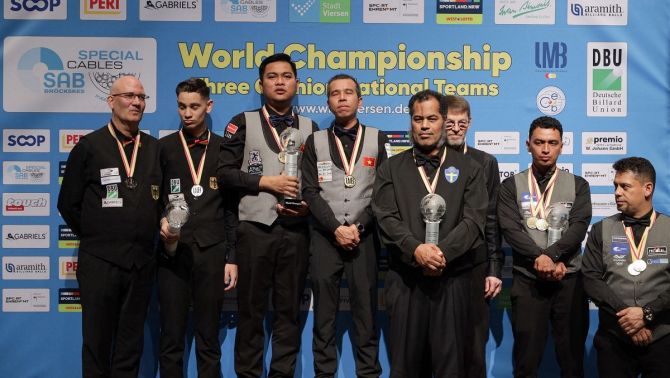Đánh bại chủ nhà Đức, ĐT Việt Nam lần thứ 2 giành chức vô địch Thế giới Carom 3 băng