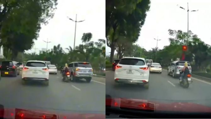 Hà Nội: Fortuner tạt đầu, chèn ép người phụ nữ đi xe máy, camera hành trình ghi lại toàn bộ diễn biến