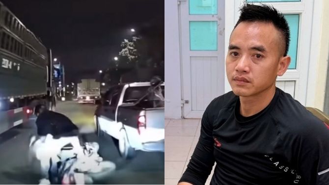 Tài xế bán tải tạt đầu, chèn ngã gia đình 3 người đi xe máy ở Hà Nội đối diện mức phạt cực nặng