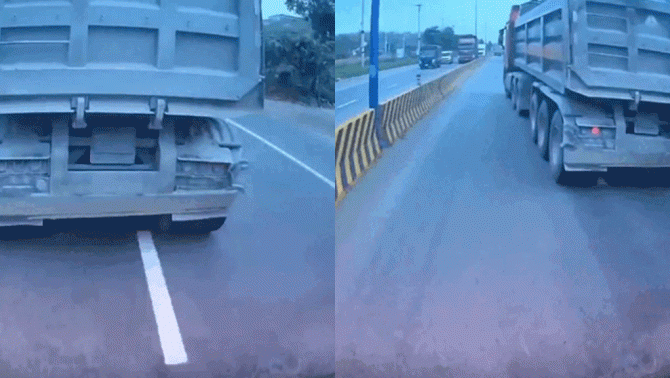 TP.HCM: Camera ghi lại cảnh tài xế xe ben liên tục lạng lách, chèn ép không cho ô tô tải vượt qua